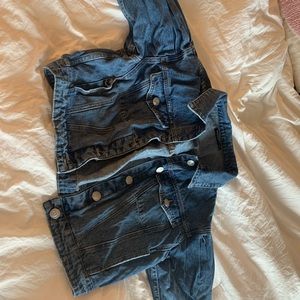 Nasty Gal Balloon Sleeve Cropped Jean Jacket